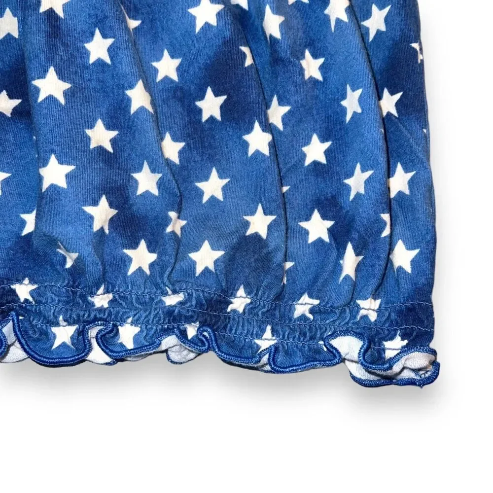 Old Navy Girls Tank Top Shirt Smocked Star Print Blue White Festive Large 10 12